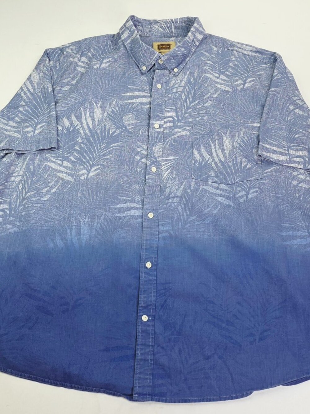 Foundry Blue Fade To Navy White Floral Size 3XL Button Down Short Sleeve Shirt